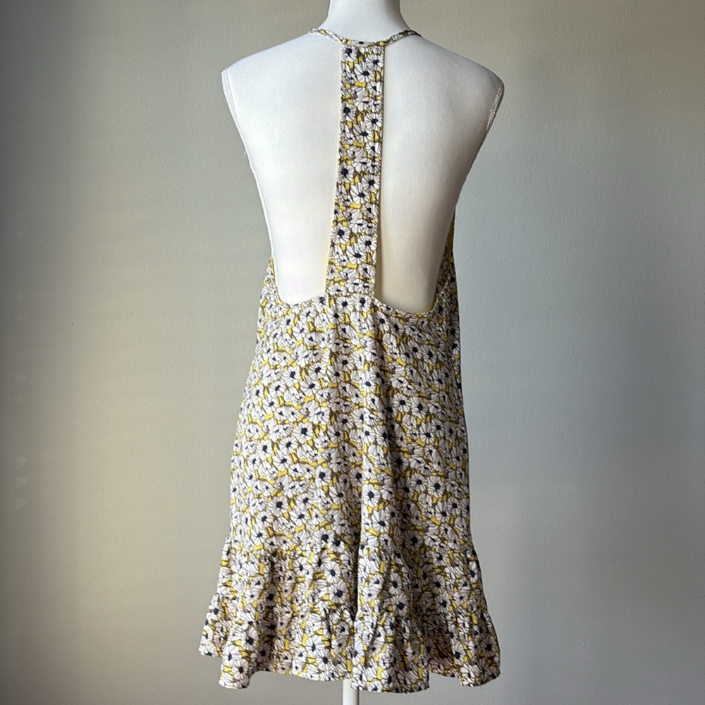 Yellow Floral Apron Pinafore Dress